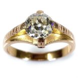 A 22ct gold 1ct diamond solitaire ring, stamped 22k, size K/L, weight 4.28g.