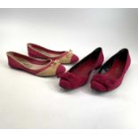 A pair of Valentino Garavani pink suede pumps, size 38; together with a pair of Salvatore