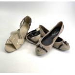 A pair of Tod's black and cream patent leather sandals, size 37 1/2; together with a pair of Tod's