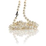 A contemporary pearl necklace by Annoushka with 18ct brushed white gold bead clasp, length 89cm,