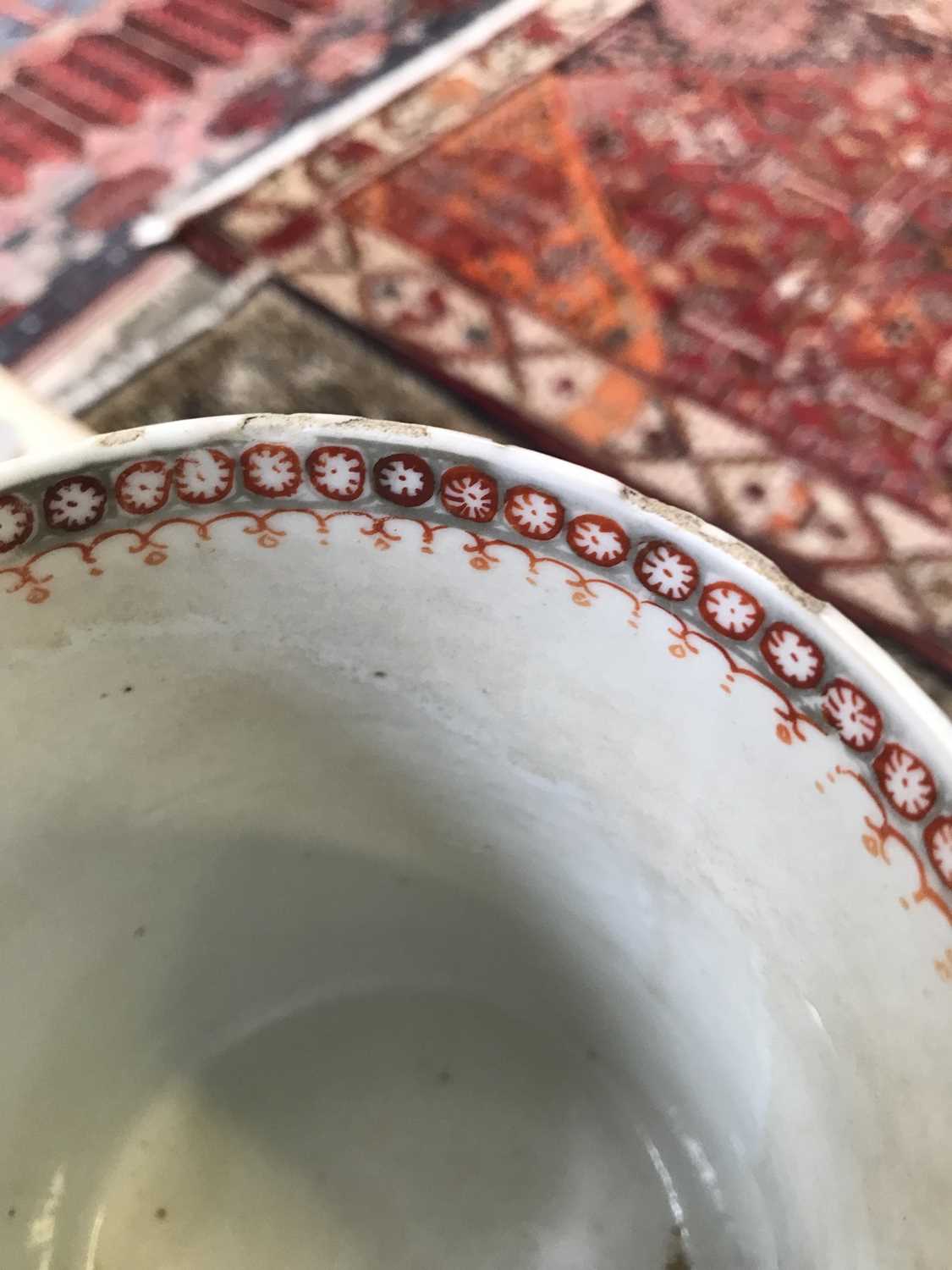 A set of three Chinese graduated porcelain mandarin palette mugs, 18th century, the cylindrical body - Image 10 of 15