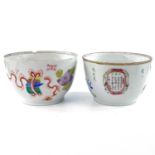 Two Chinese famlle rose porcelain bowls, 19th century, the first with figures and calligraphy,