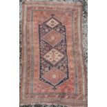 An Afshar rug, South West Persia, late 19th century, the madder field with a large indigo