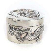 A Chinese silver box and cover, by Wang Hing & Co Hong Kong, early 20th century, of cylindrical