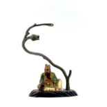 A Chinese sancai-glazed figure, mounted as a lamp base, 19th century, height of figure 12cm, width