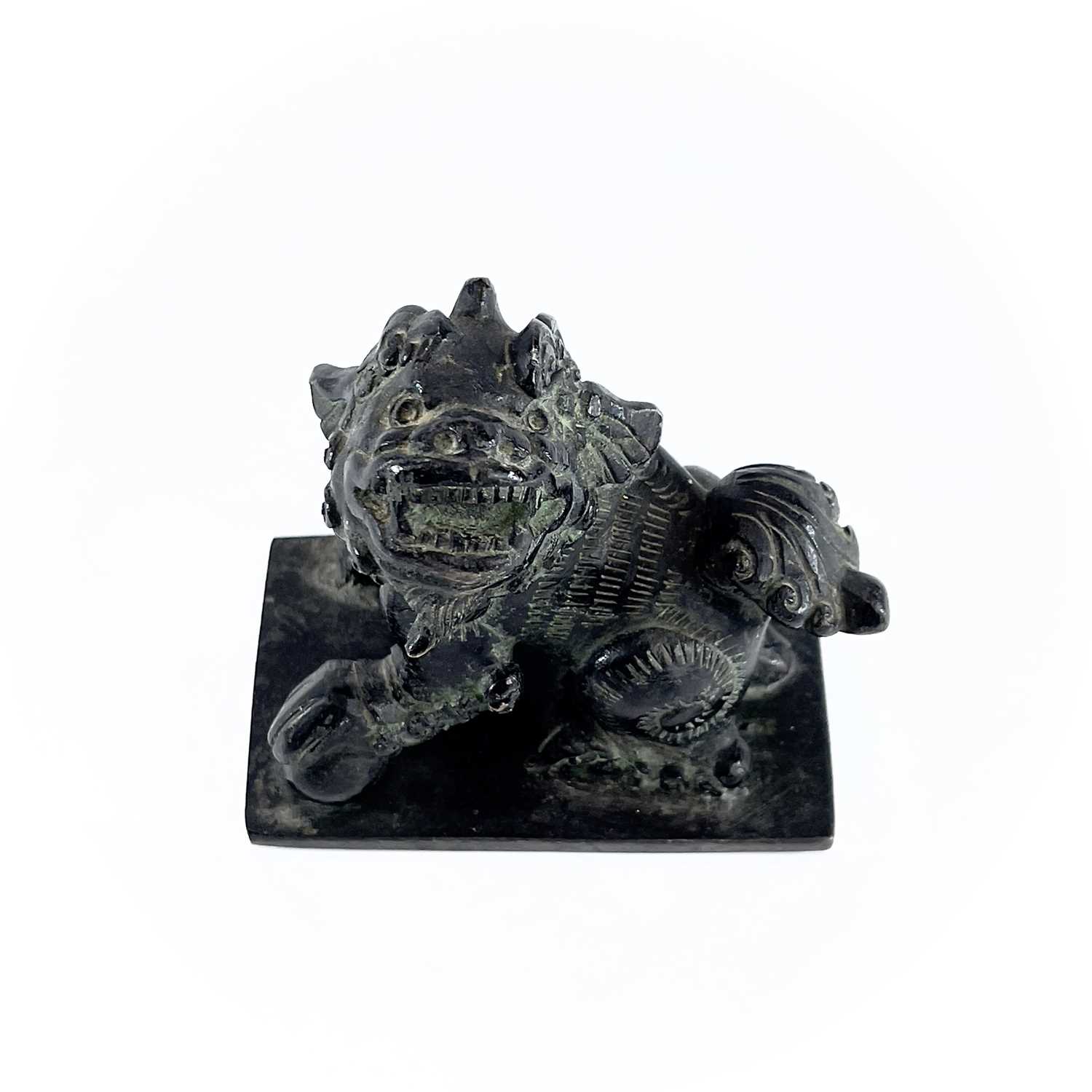 A Chinese bronze of model of a dog of fo, the base. with an apocryphal six-character Xuande mark, - Image 3 of 7