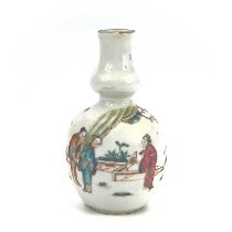 A Chinese famille rose porcelain double gourd vase, circa 1900, with three figures in a landscape,