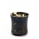 A Japanese silver cylindrical brush pot, Meiji Period, seal mark, with mixed metal foliate decorated