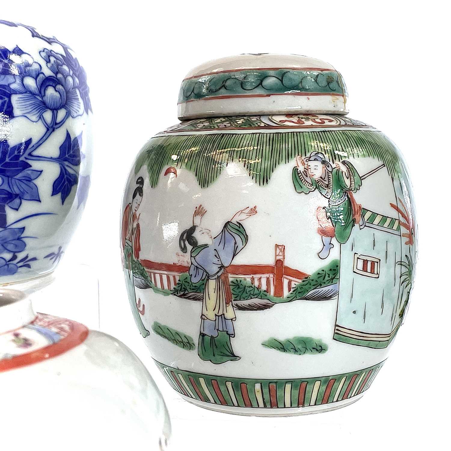 Five Chinese porcelain ginger jars, to include a 19th century blue and white ginger jar with four - Image 2 of 15