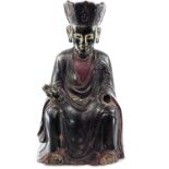 A Vietnamese carved, lacquered and painted figure of Amitayus Buddha, probably 18th/19th century,