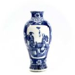 A Chinese blue and white porcelain vase, late 19th century, the blue prunus blossom ground with