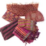 Various textiles including an Atlas Mountain Moroccan head scarf, 60 x 53cm.From a local private