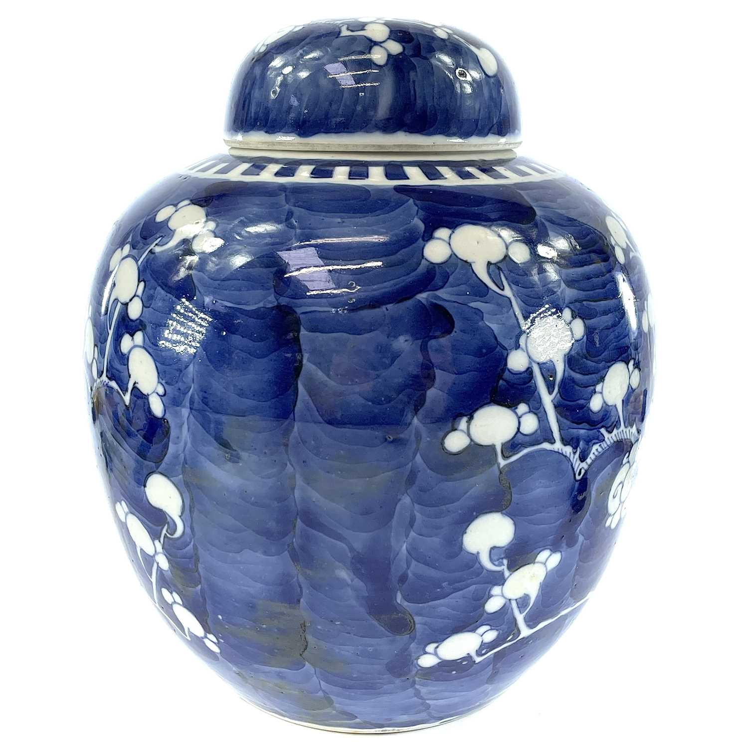 A Chinese blue and white porcelain prunus pattern ginger jar and cover, 19th century, height 21cm, - Image 4 of 11