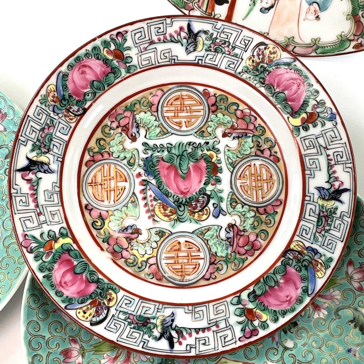 A set of six Chinese famille rose porcelain plates, 20th century, diameter 16.5cm, three Chinese - Image 11 of 12