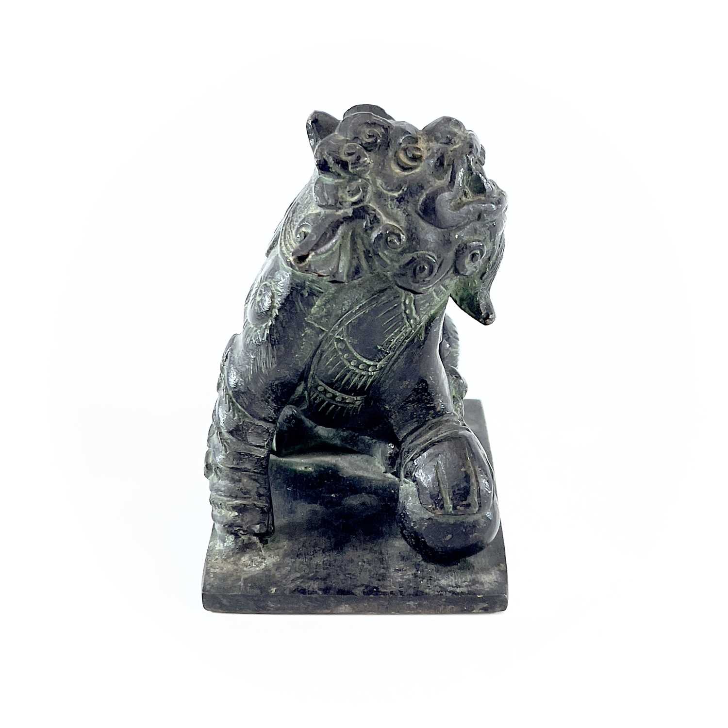 A Chinese bronze of model of a dog of fo, the base. with an apocryphal six-character Xuande mark, - Image 4 of 7