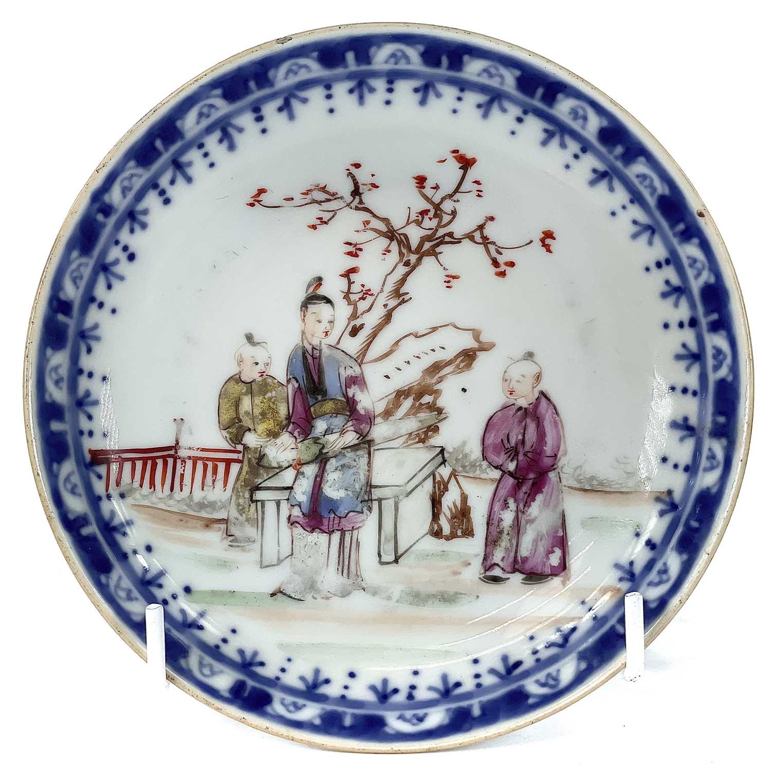 Two Chinese famille rose porcelain saucer dishes, 18th century, diameters 14cm and 12.2cm.one very - Image 2 of 4