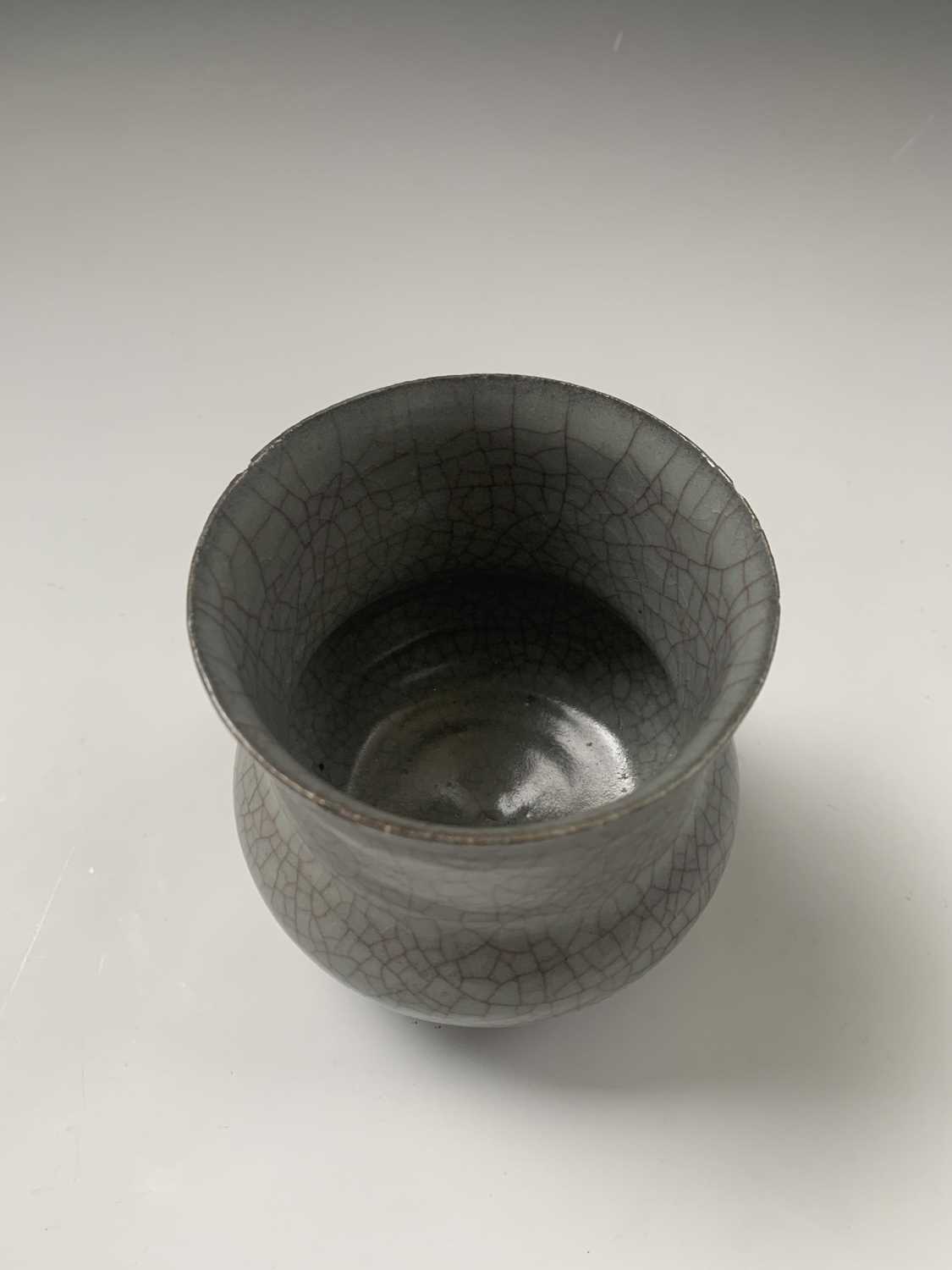 A Chinese Ge-type glazed zhadou, possibly Ming period, height 11cm, diameter 11.5cm.Chips to rim, - Image 9 of 34
