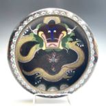 A Chinese cloisonne shallow bowl, 19th century, decorated with stylised dragons, height 8cm,