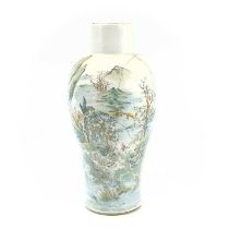 A Chinese porcelain baluster vase, 19th century, with figures in mountainous landscape, height 41cm,