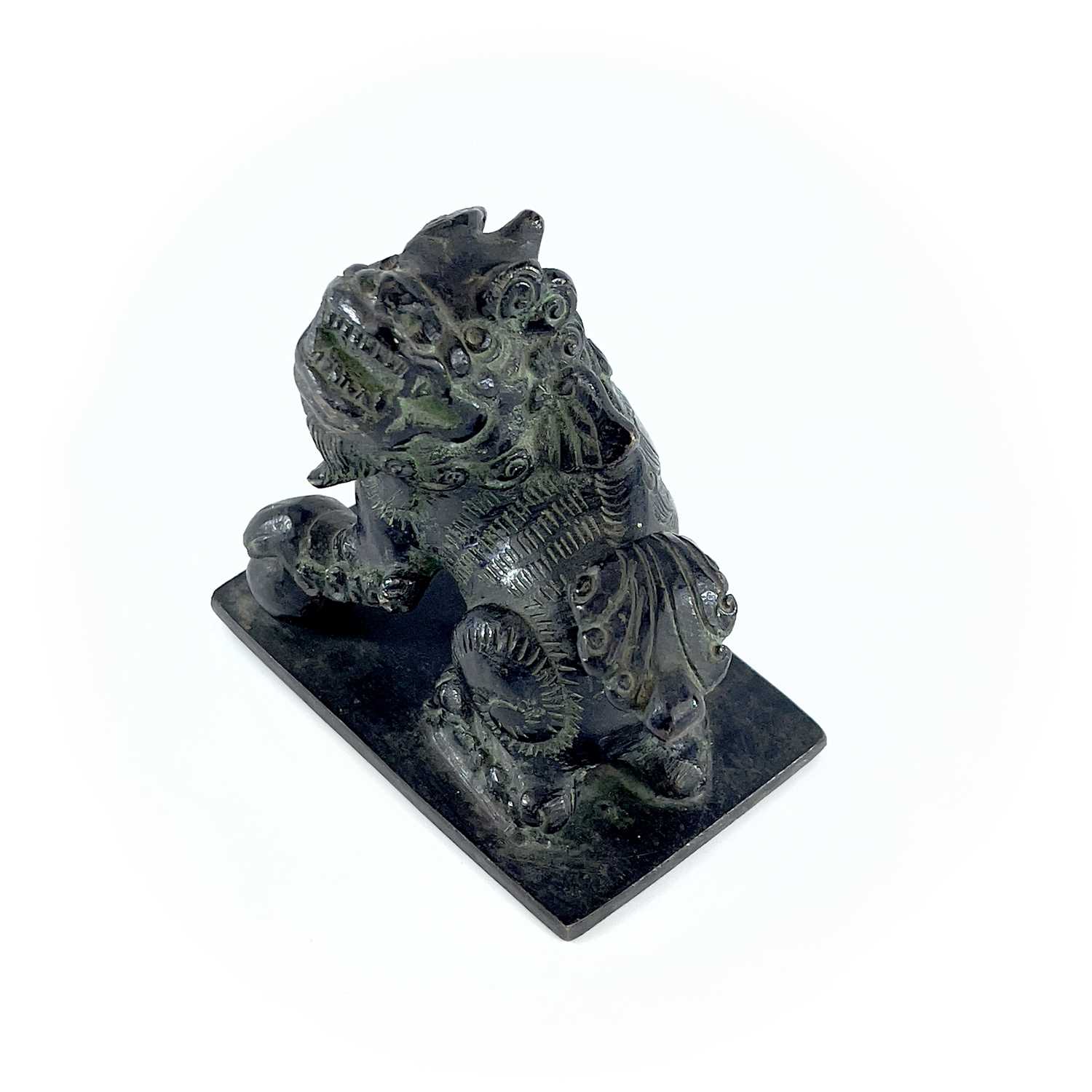 A Chinese bronze of model of a dog of fo, the base. with an apocryphal six-character Xuande mark, - Image 5 of 7