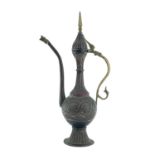 An Islamic copper ewer, 19th century, height 44cm, width 24cm.