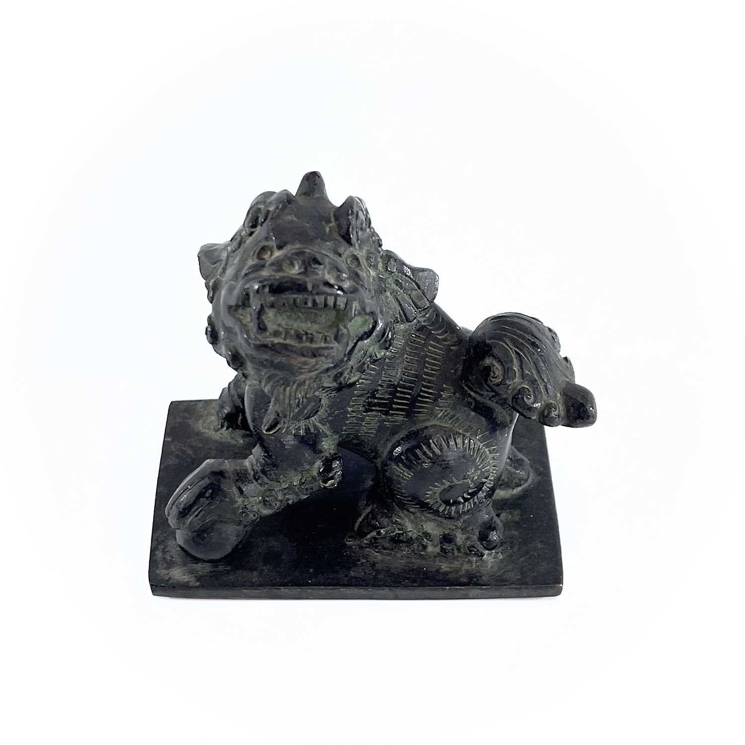 A Chinese bronze of model of a dog of fo, the base. with an apocryphal six-character Xuande mark, - Image 6 of 7