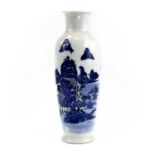 A Chinese blue and white porcelain vase, early 20th century, with a mountainous landscape and