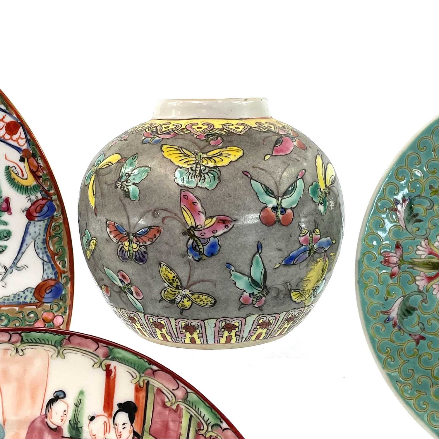 A set of six Chinese famille rose porcelain plates, 20th century, diameter 16.5cm, three Chinese - Image 3 of 12