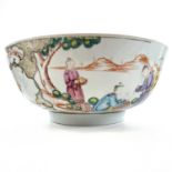 A Chinese famille rose porcelain punch bowl, Qianlong Period,painted with figures in a landscape,