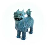 A Chinese turquoise pottery model of a dog of fo, 19th century, height 28cm, length 25cm, depth