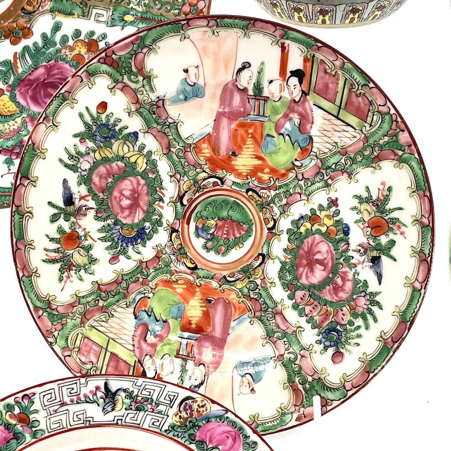 A set of six Chinese famille rose porcelain plates, 20th century, diameter 16.5cm, three Chinese - Image 6 of 12