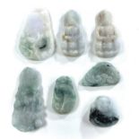 Seven Chinese jade pendants and carvings, largest 7 x 3.5cm. (7),