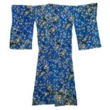 A Japanese rayon blue ground kimono, mid 20th century.