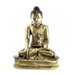 A large Chinese bronze buddha, 19th century, height 40cm, width 29cm, depth 19cm.