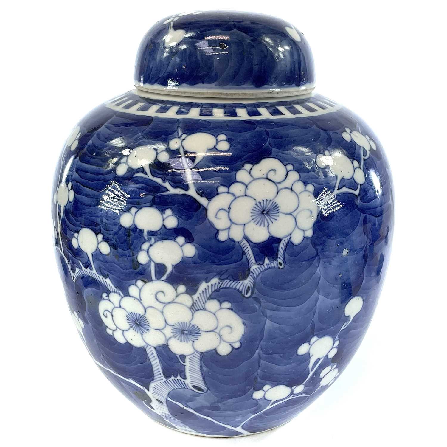 A Chinese blue and white porcelain prunus pattern ginger jar and cover, 19th century, height 21cm, - Image 2 of 11