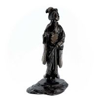 A Japanese bronze model of a Geisha, by Genryusai Seiya, Meiji Period, signed characters to the