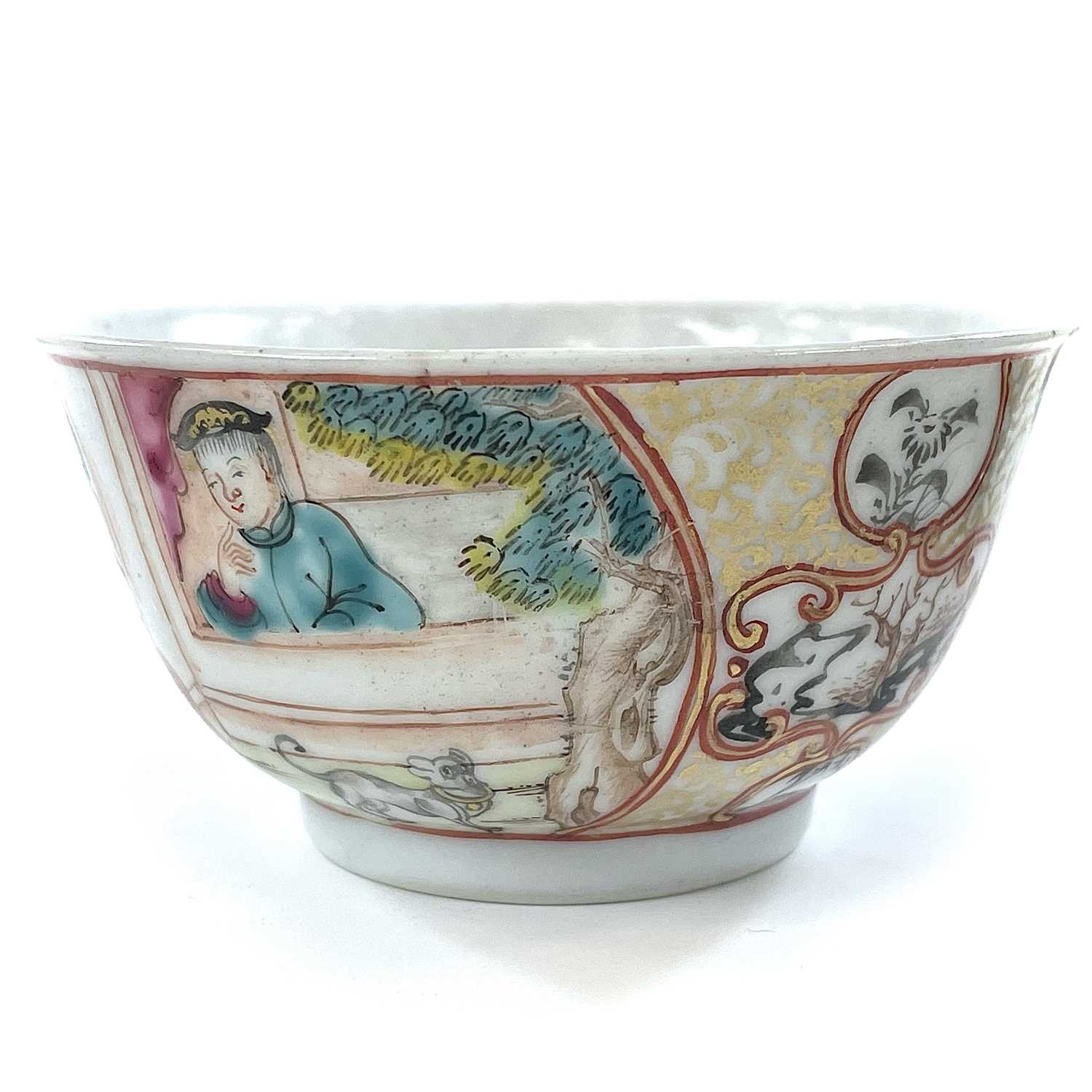 A Chinese famille rose porcelain tea bowl, 18th century, highlighted in gilt and decorated with - Image 4 of 15