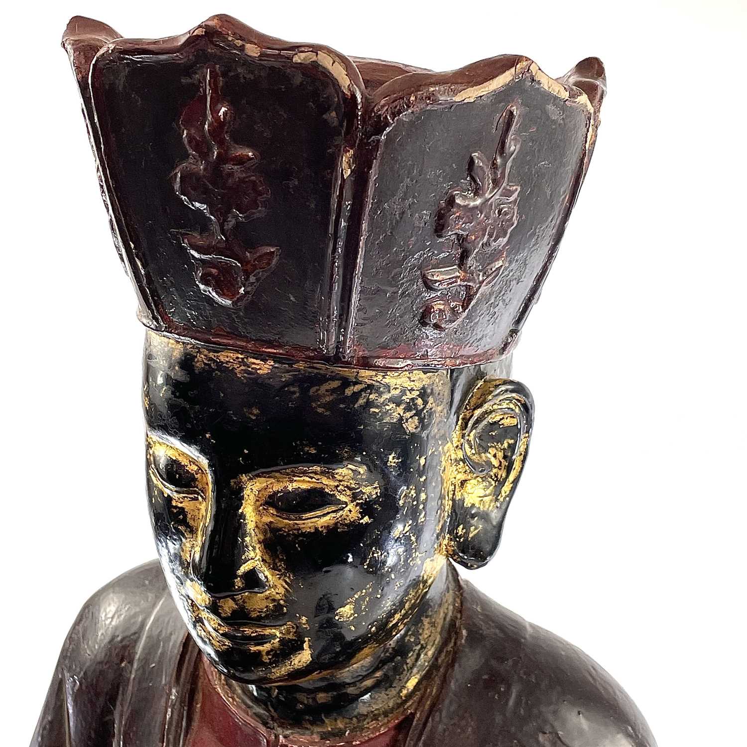 A Vietnamese carved, lacquered and painted figure of Amitayus Buddha, probably 18th/19th century, - Image 3 of 16