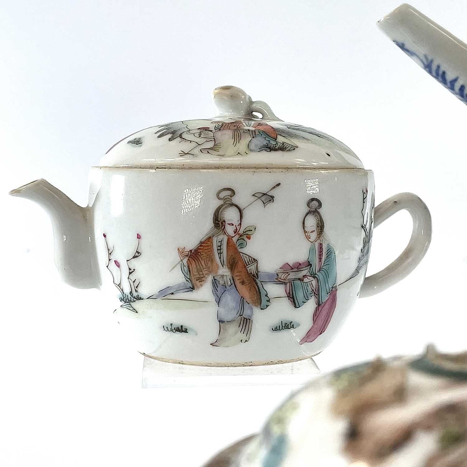 Five Chinese porcelain teapots, 18th and 19th century, largest size, height 12cm, length 21cm, depth - Image 4 of 23