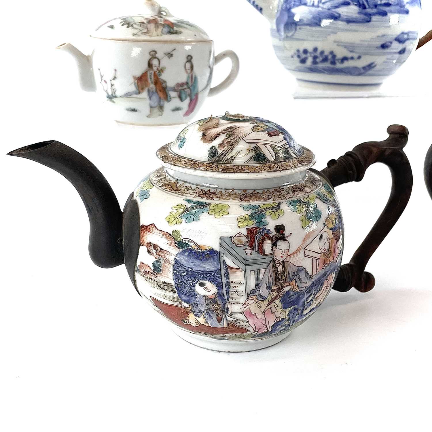 Five Chinese porcelain teapots, 18th and 19th century, largest size, height 12cm, length 21cm, depth - Image 2 of 23