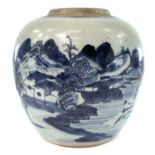 A Chinese blue and white ginger jar, 19th century, height 21cm, diameter 21cm.