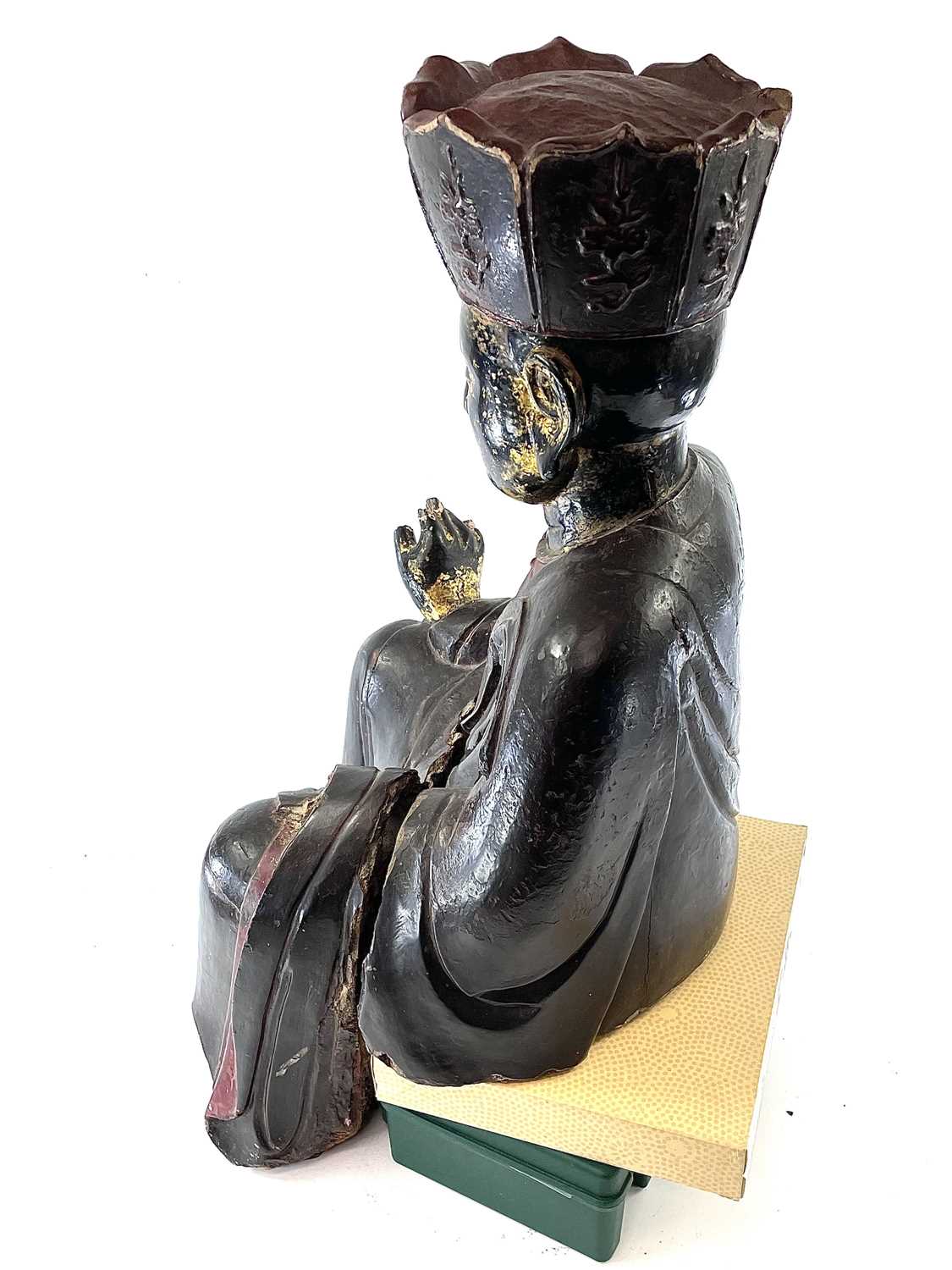 A Vietnamese carved, lacquered and painted figure of Amitayus Buddha, probably 18th/19th century, - Image 15 of 16