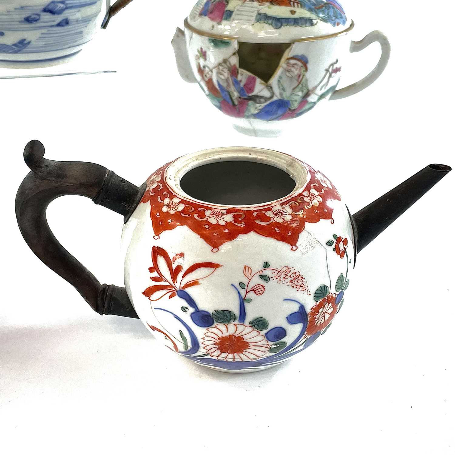 Five Chinese porcelain teapots, 18th and 19th century, largest size, height 12cm, length 21cm, depth - Image 6 of 23