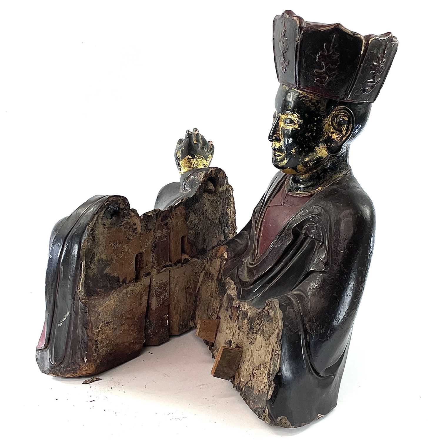 A Vietnamese carved, lacquered and painted figure of Amitayus Buddha, probably 18th/19th century, - Image 2 of 16