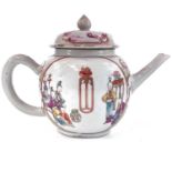 A Chinese famille rose porcelain teapot, 18th century, decorated with women, children and precious