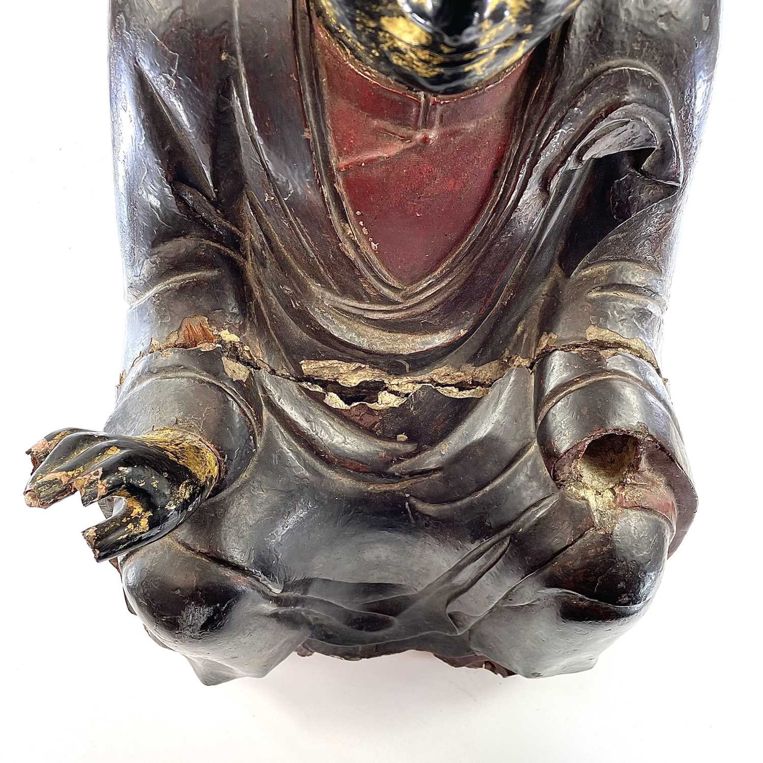 A Vietnamese carved, lacquered and painted figure of Amitayus Buddha, probably 18th/19th century, - Image 16 of 16