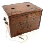 A late Victorian mahogany voting box, initialled A.O.F. for The Ancient Order of Foresters, with