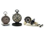 A WWI brass compass by J. Lizar Glasgow, together with a wrist wearing compass and another