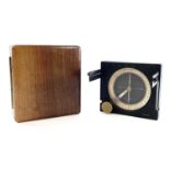 A 20th century brass lacquered compass by Stoppani in a fitted mahogany case, 9cm x 8.2cm.