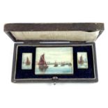 Stanley A Burchett (XX) 'Herring Drifters Leaving Harbour', Signed, watercolour miniature, further